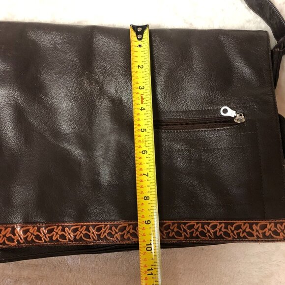 Brown Leather Satchel Messenger Bag - Picture 11 of 14